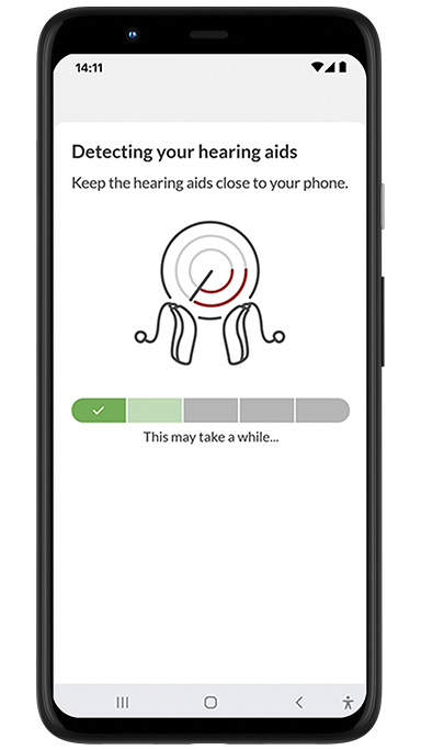 Android phone screen displaying pairing message when detecting hearing aids.