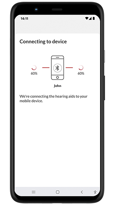 Android phone screen displaying pairing message when connecting to hearing aids.
